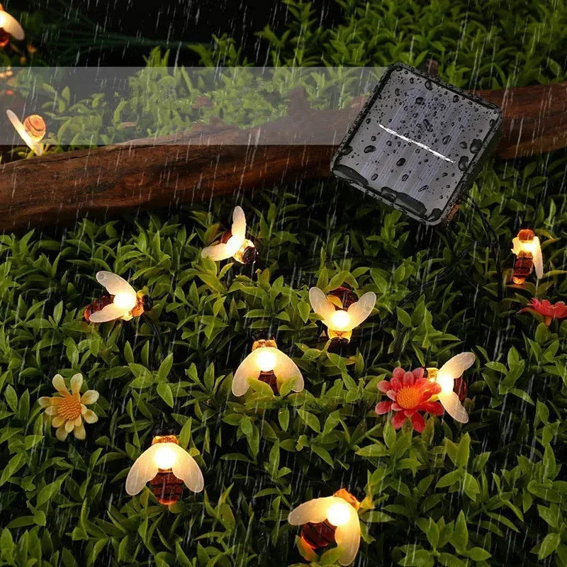 LED 8 Mode 5M/7M/12M Cute Honey Bees Solar String Lamp Fairy Lights Garlands Garden Christmas Wedding Holiday Decoration Easter