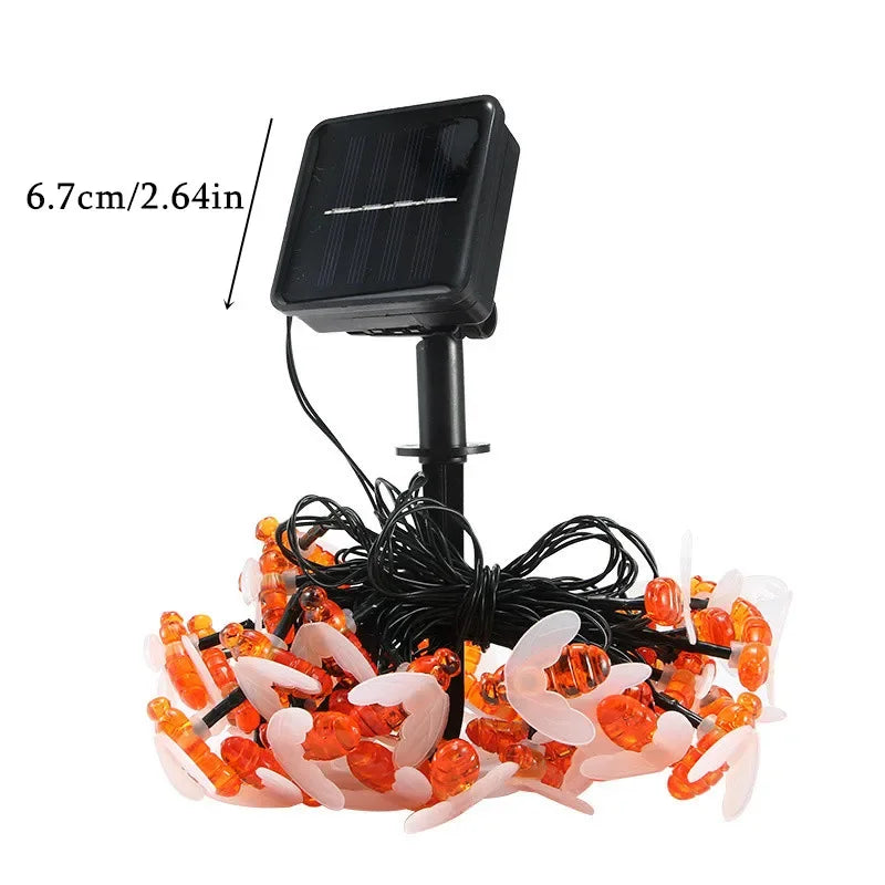 LED 8 Mode 5M/7M/12M Cute Honey Bees Solar String Lamp Fairy Lights Garlands Garden Christmas Wedding Holiday Decoration Easter