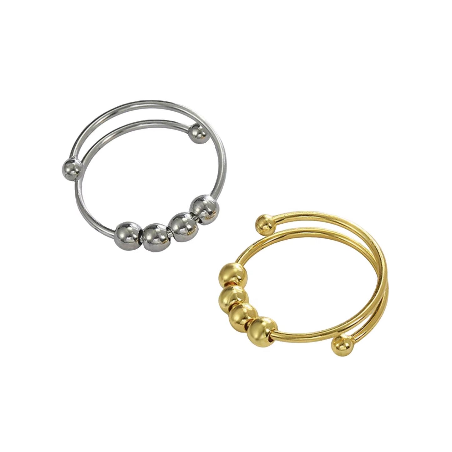 Rotating Beads Ring for Women Men Relieve Stress Anti-Stress Stainless Steel Jewelry Accessories
