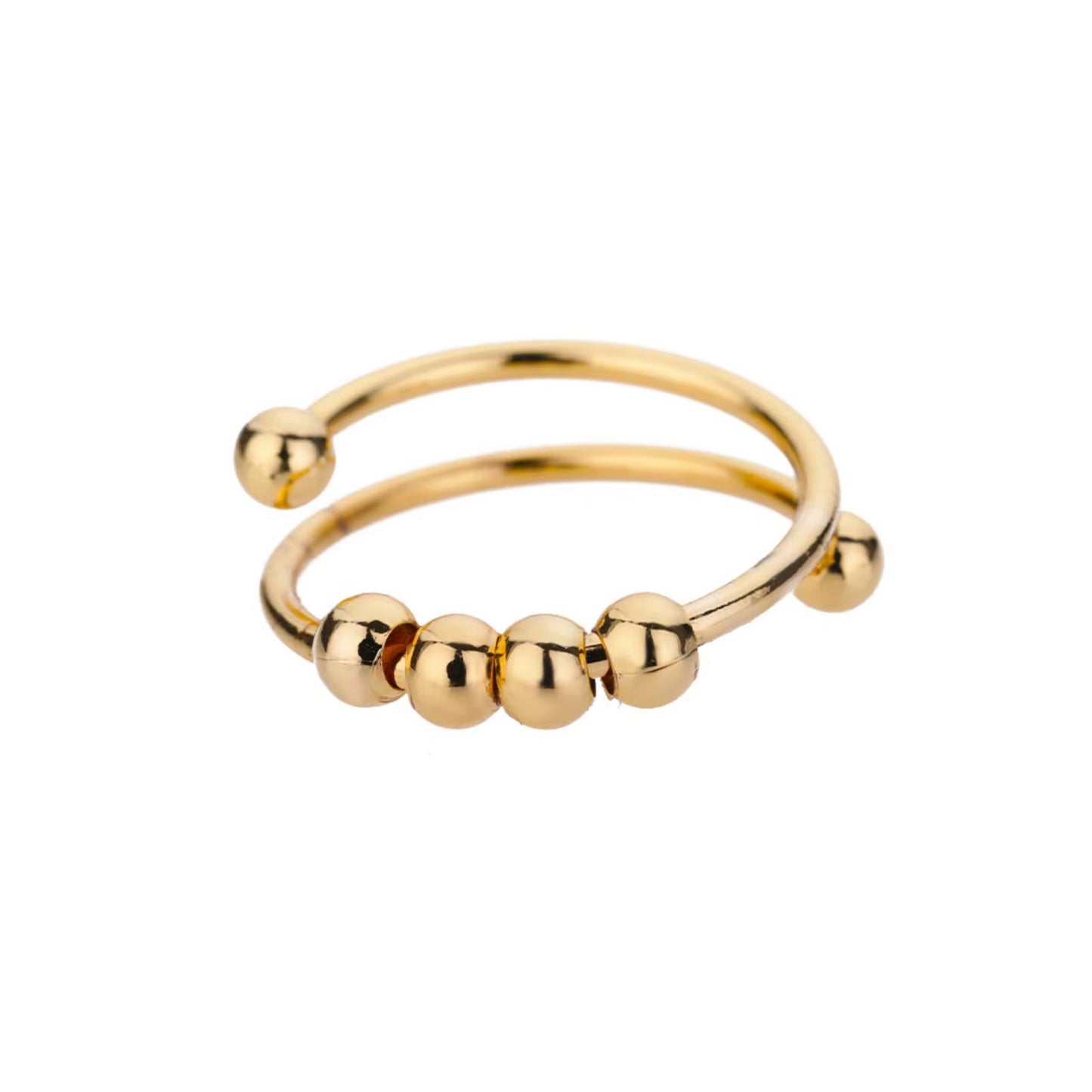Rotating Beads Ring for Women Men Relieve Stress Anti-Stress Stainless Steel Jewelry Accessories