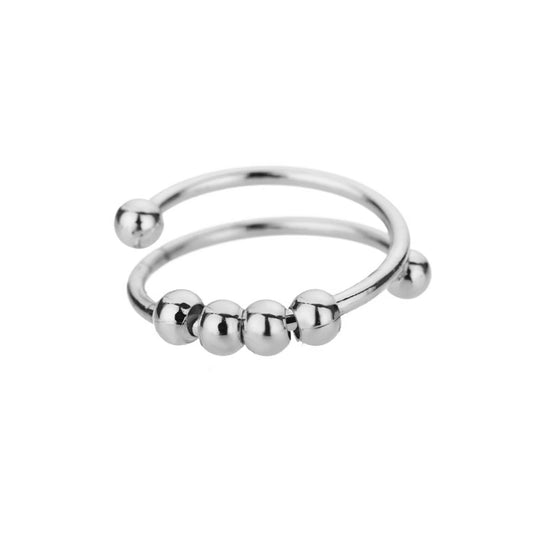 Rotating Beads Ring for Women Men Relieve Stress Anti-Stress Stainless Steel Jewelry Accessories